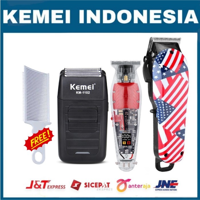 Paket bundling alat cukur kemei KM-830 kemei km-1102 kemei KM-204
