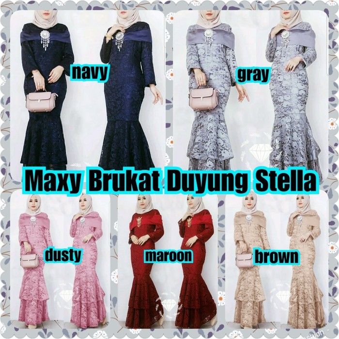 Maxy Brukat Duyung StelllaMaxy Bbukat Duyung Stellaa Bahan Brukat Tulang Lapis Furing Allsz Fit LD94