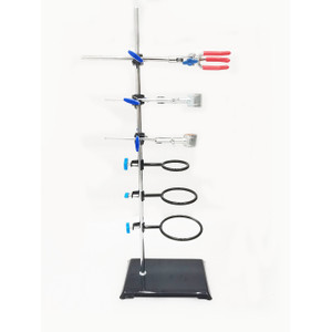 

LabTestKit Laboratory Support Stand Rack With 3 Adjustable Clips and 3 Hoods School Supplies Stainless for Chemical Biology Teaching Brand New