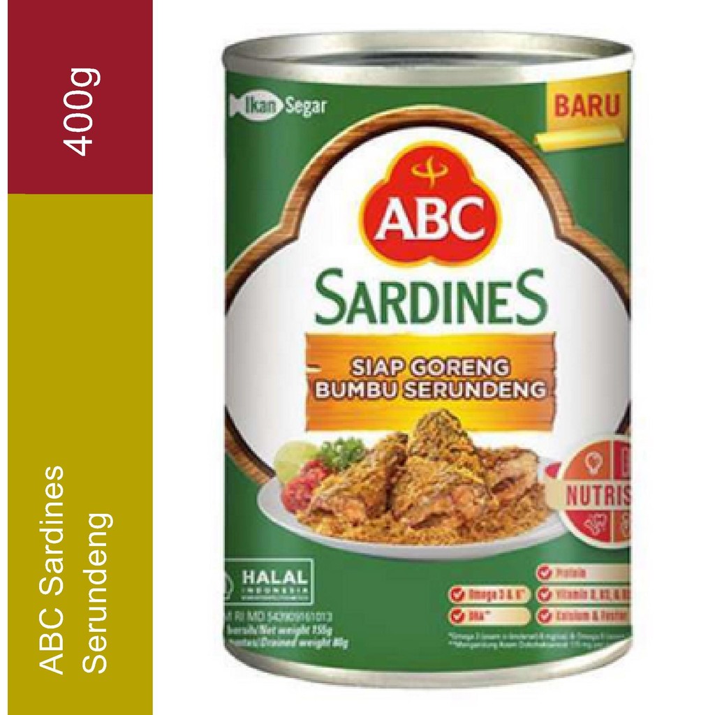 

ABC Sarden Siap Goreng Bumbu Serundeng 400 g Sarden Ikan Bumbu Serundeng Siap Goreng 400g Sardines