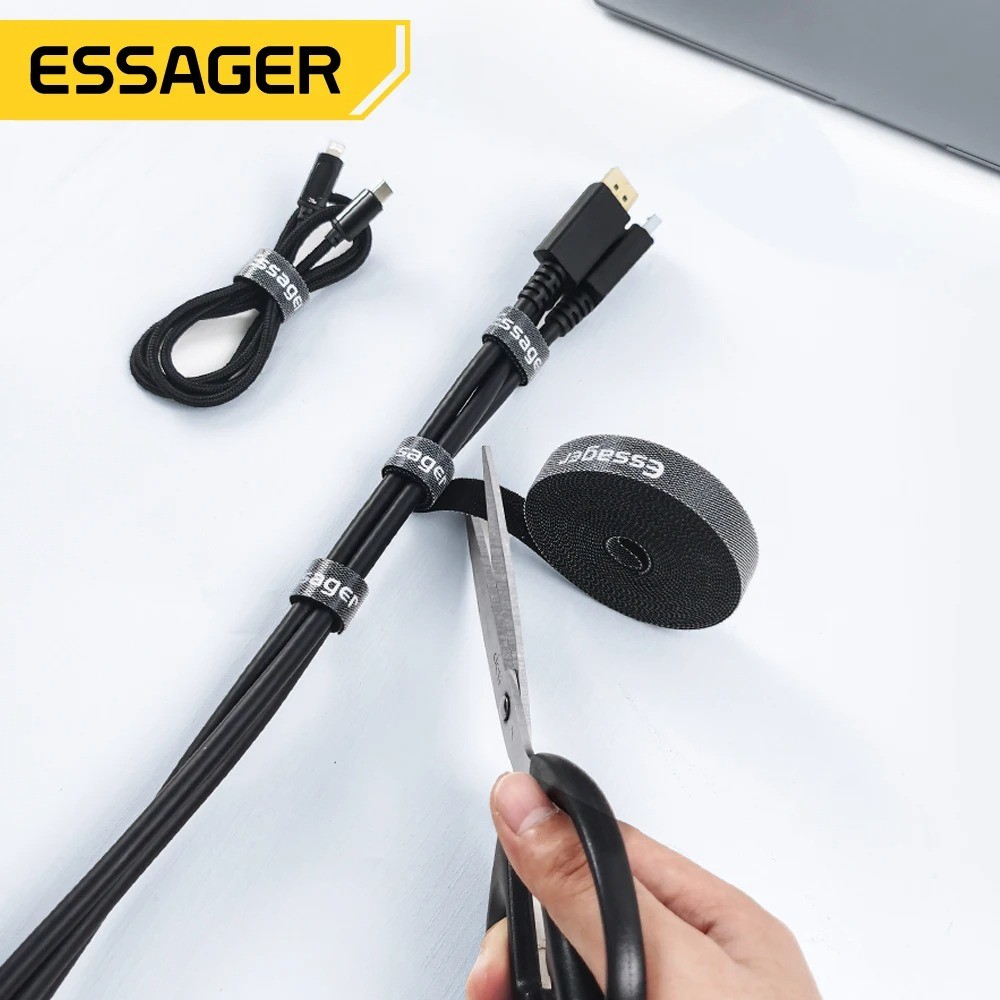 

ESSAGER Pengikat Kabel Velcro Strap Organizer Wire Winder Tearable 1M - EXD-LX01