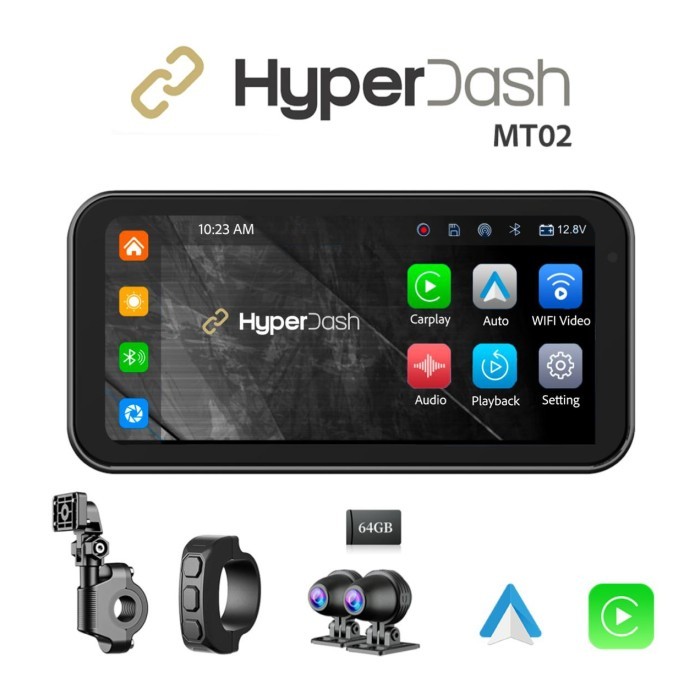 Motorcycle Smart Screen Dashcam TPMS - Camera Motor Dash Cam Wireless Apple Carplay Android Auto -