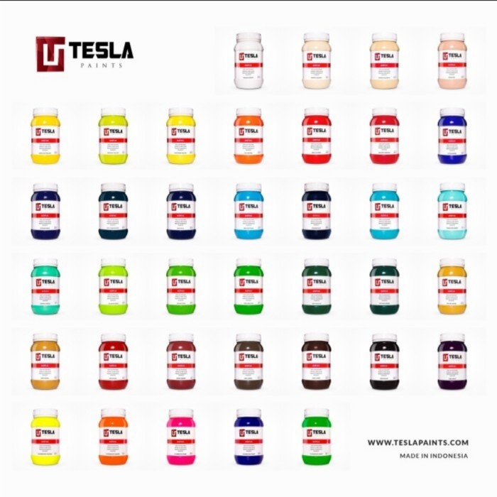 

TERLARIS! Tesla Paints 500ml x 37 warna cat akrilik - acrylic paint