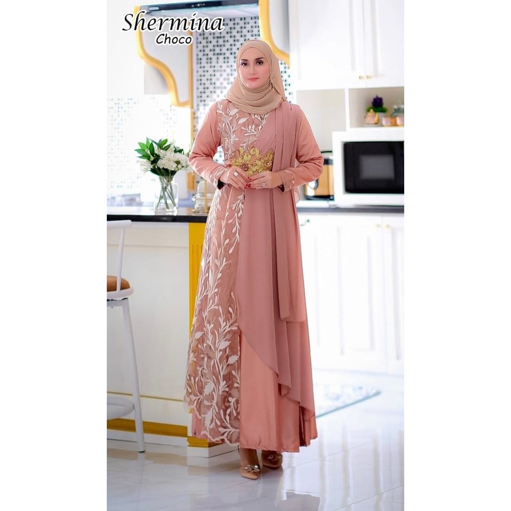Maxi Shermina Syari Gamis Cantik Pesta Lebaran Seragam Muslim Jumbo