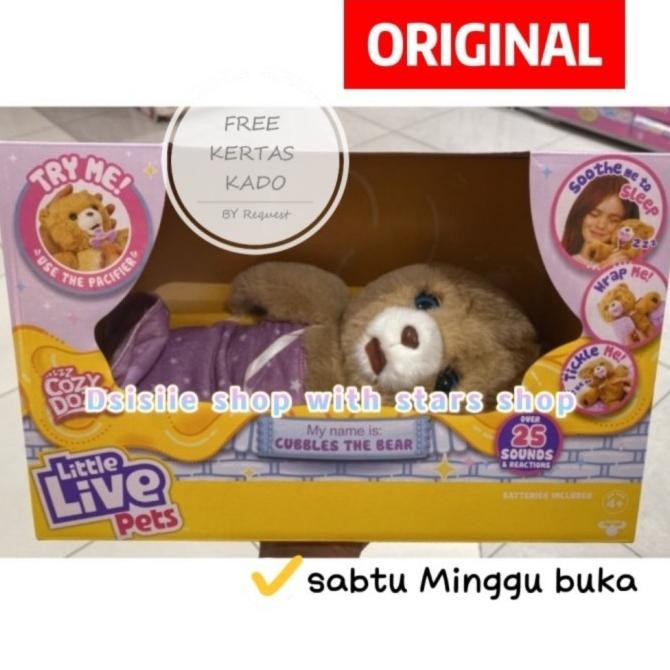 Little Live Pets Cozy Dozy Cubbles The Bear Original / Boneka Teddy