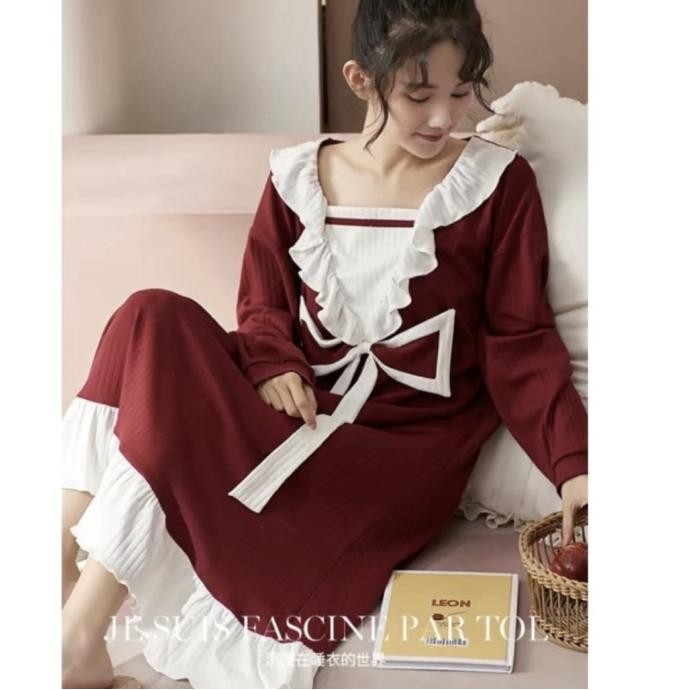 Grosir Piyama Wanita Katun Import Size 3Xl Daster Jumbo Kaos Lengan Panjang