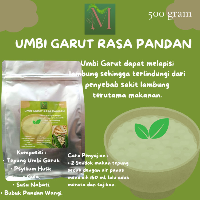 

Bubur umbi angkrik umbi Garut bubur untuk lambung obat untuk sakit lambung gerd gastro rasa pandan