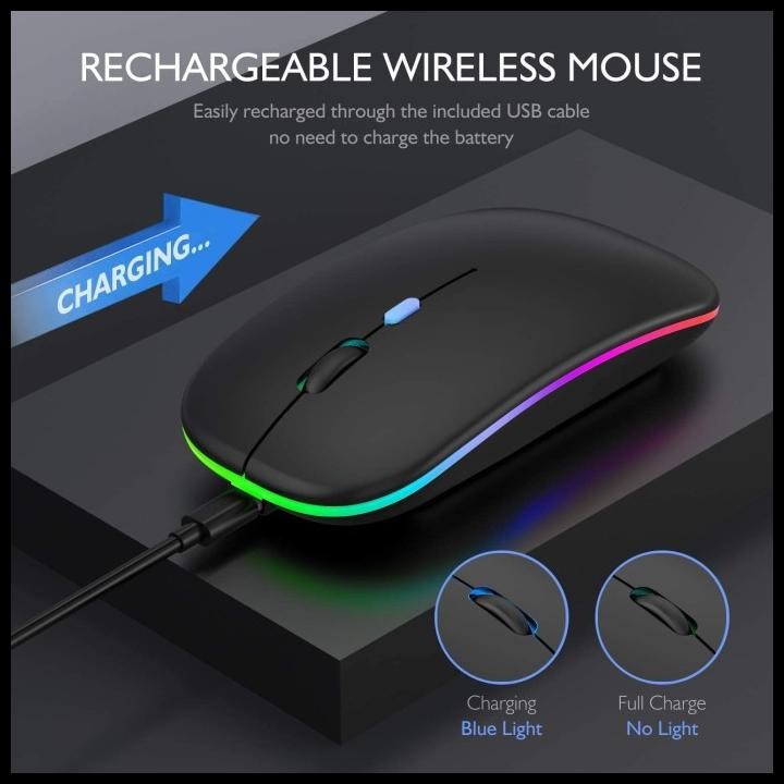 Promo Mouse Wireless Slim Silent Led Recharge /Mouse Led/Wireless Mouse Good Quality