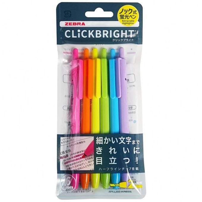 

Zebra ClickBright Click Bright 2.0mm Marker Fine Liner Highlighter 1 Set 6 Colors Bright Set