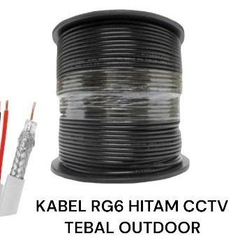 KABEL CCTV OUTDOOR COAXIAL RG6 300 METER | BLACK RG6 + POWER HITAM