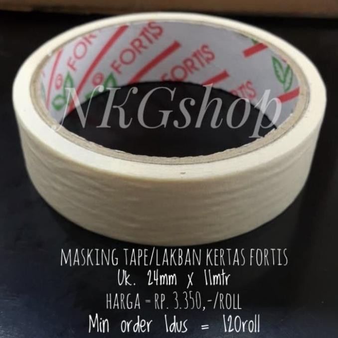 

MASKING TAPE/LAKBAN KERTAS FORTIS UK. 24MM X 11MTR (MIN 1DUS = 120ROLL ASLI