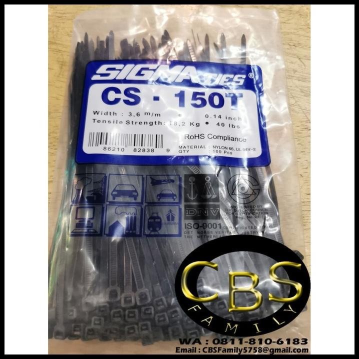 

Kabel Ties / Kabel Tis / Cable Tie Cs 150 T Hitam 15 Cm Sigma Cs150T