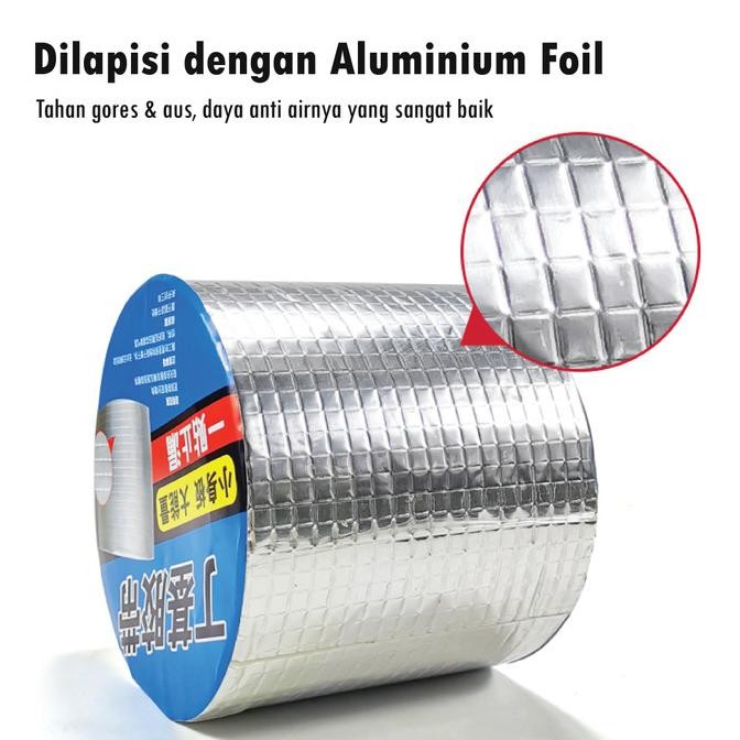 

LAKBAN ANTI BOCOR ALUMINIUM WATERPROFF FOIL TAPE TAHAN PANAS 15CMX5M ASLI