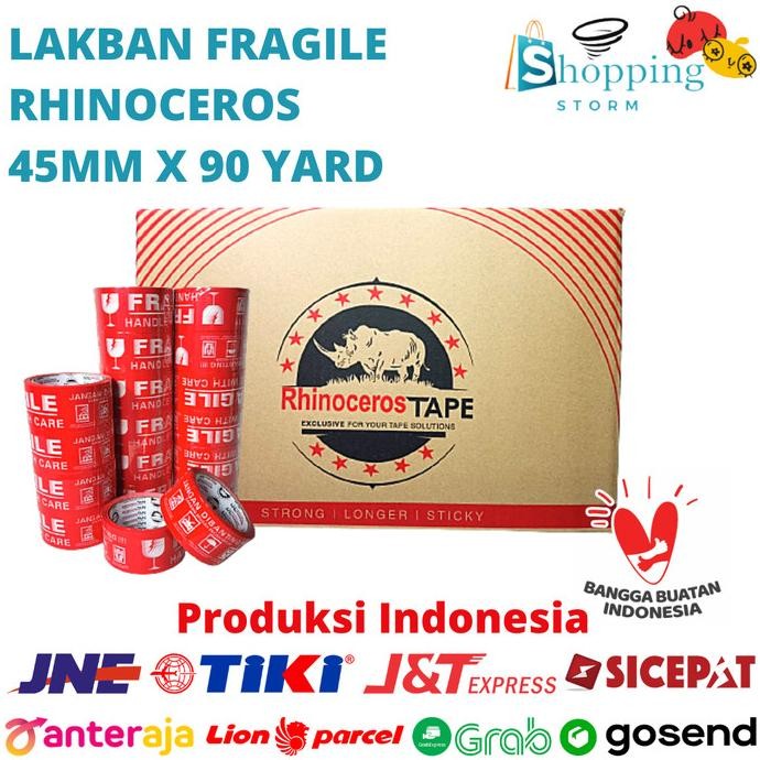 

LAKBAN FRAGILE RHINOCEROS TAPE SELOTIP SOLASI 48MMX90YARD@72PCS PERDUS ASLI