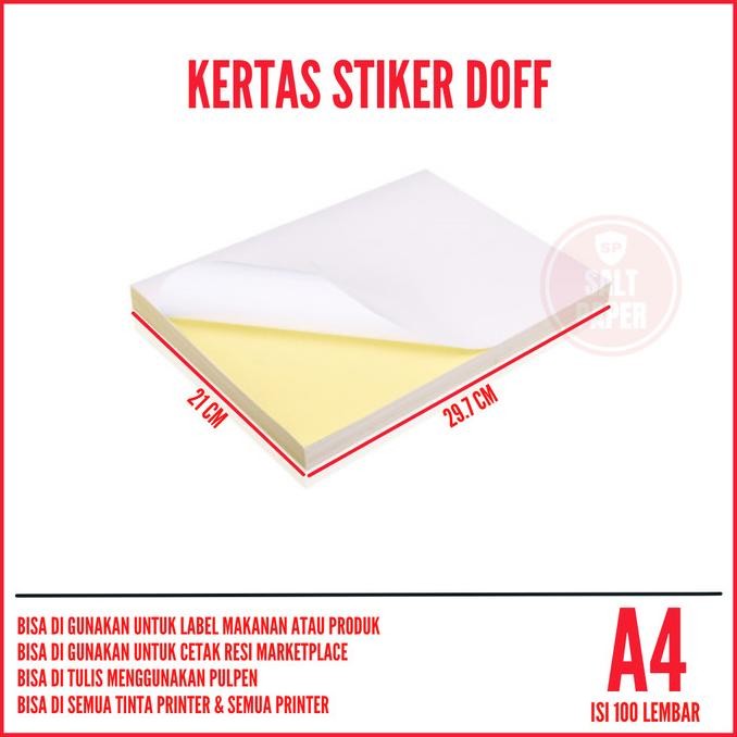 

Kertas Stiker Hvs A4 - Isi 100 Lbr / Kertas Stiker / Sticker Hvs Doff