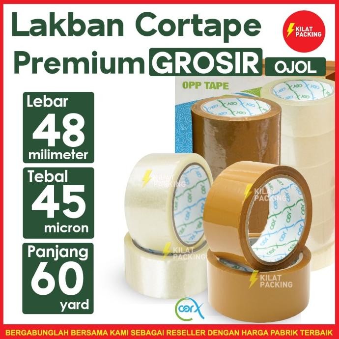 

LAKBAN COR X EKONOMIS 48MM X 60 YARD OJOL DUS MURAH ASLI