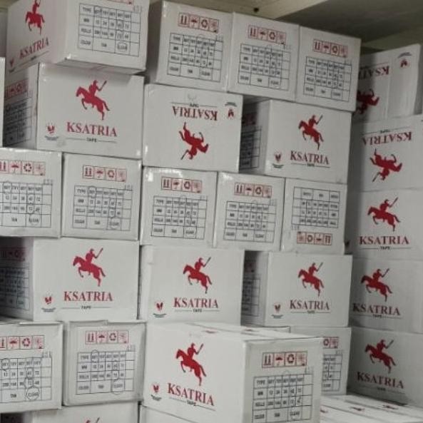

LAKBAN BENING KSATRIA PREMIUM TAPE 100 YARD PER DUS 72 ROLL ASLI