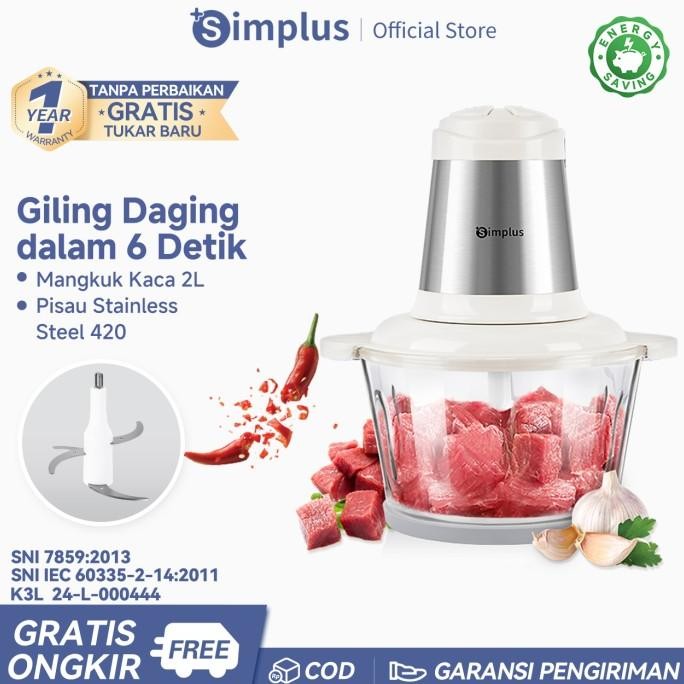Simplus Blender Daging 300W Chopper 2L Food Chopper Meat Grinder