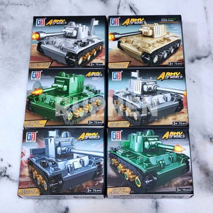 TERBATAS Block Militer Army Small Tank Bricks With Pullback Function Lego