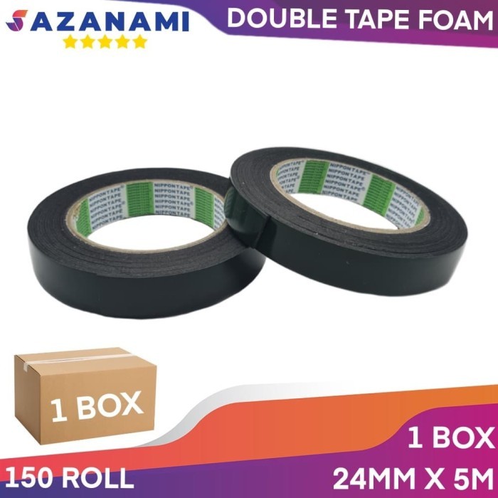 

Lakban 1 Box Nippon Double Tape Foam 1" Inch X 5M Double Tape Hijau Busa 3M