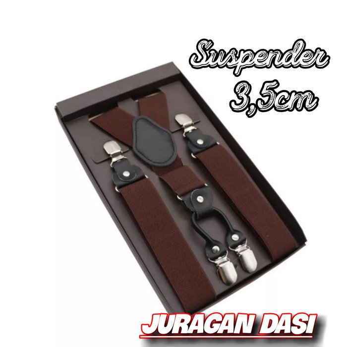 suspender 3,5cm pria dewasa rubber elastis import premium coklat