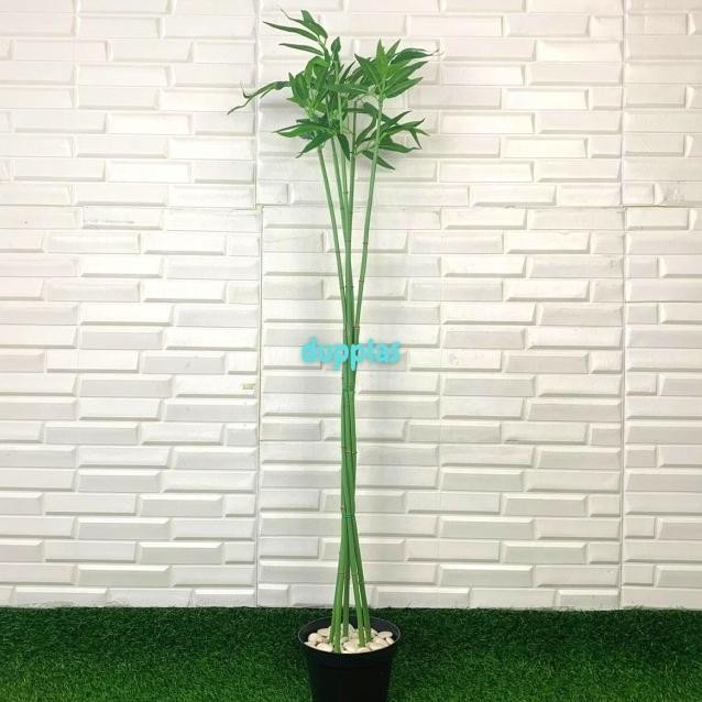 Pohon Hia Daun Bambu Air Hijau Artificial Bambu Jepang Pot Daar