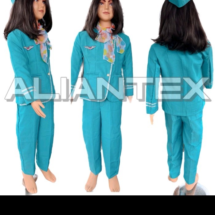 Terbaru - Baju Pramugari Anak Hijab Tosca Baju Karnaval Profesi Anak Baju Cita2