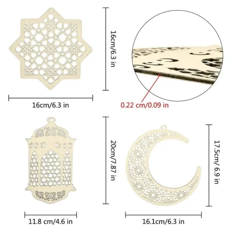 

1 Set Gantungan 3D Bulan Bintang Kubah Dekorasi Ramadhan