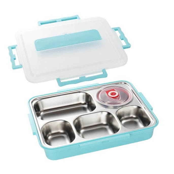 Lunch Box Kotak Makan 5 Sekat Stainless/Kotak Makan Sekat