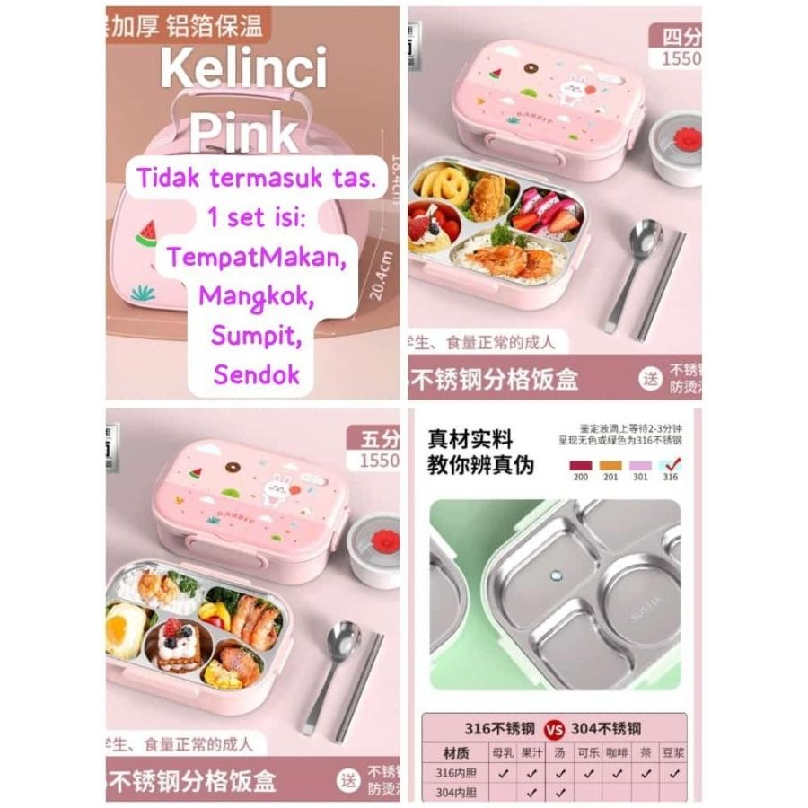 Lunch Box Stainless Sus316 - Tempat Makan Stainless 5 Sekat
