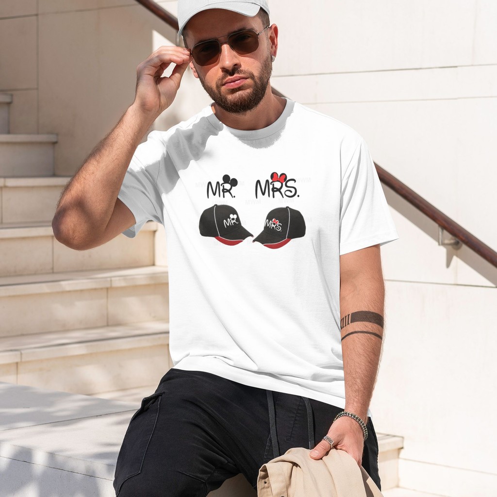 Couple pria Kaos distro Classic Mickey and Minnie Couple Valentine's Day Mr Mrs Romance T - shirt ba
