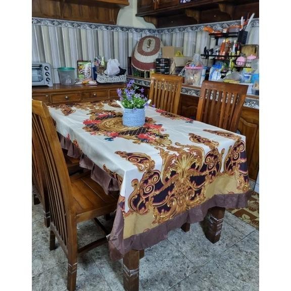 Taplak Meja Makan Kain 4 Dan 6 Kursi Motif Batik Ningrat Kratos Size Murah