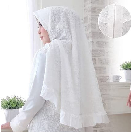 Baju Syari Gamis Brokat Putih / Gamis Haji Umroh / Gamis Muslim #80601 #Gratisongkir #Sale #Discount