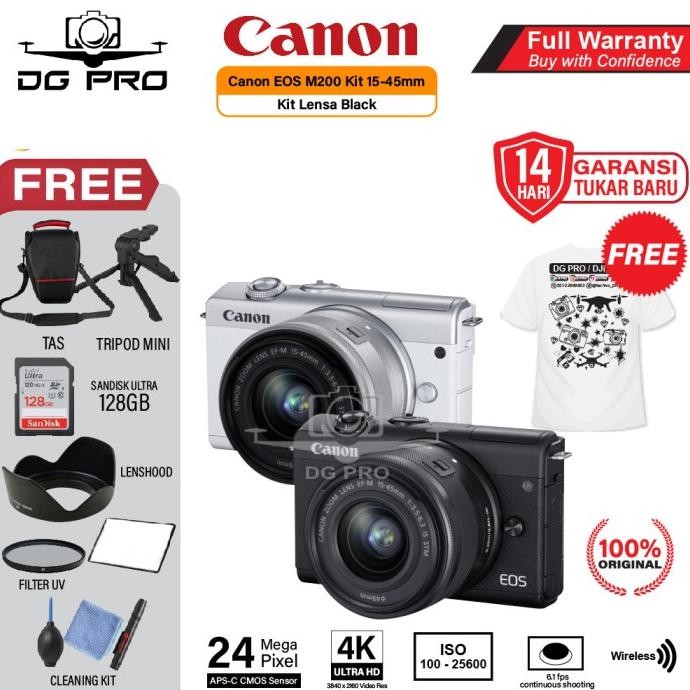 Canon Eos M200 Kit 15-45Mm Harga Promo - Kamera Canon Mirrorless