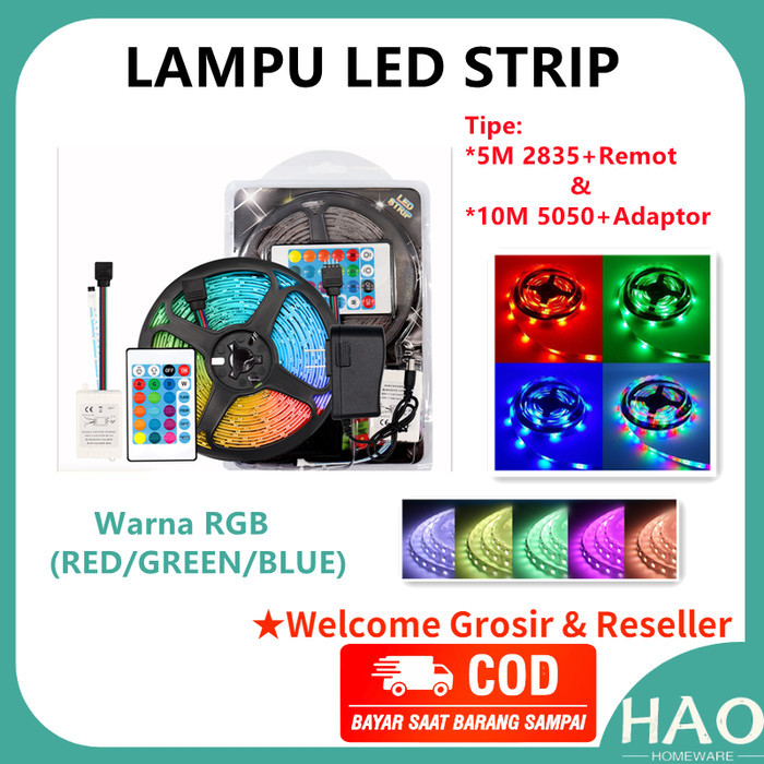 OBRAL lampu led strip RGB/lampu hias RGB 5Meter/10Meter/Merek Hakamitsu