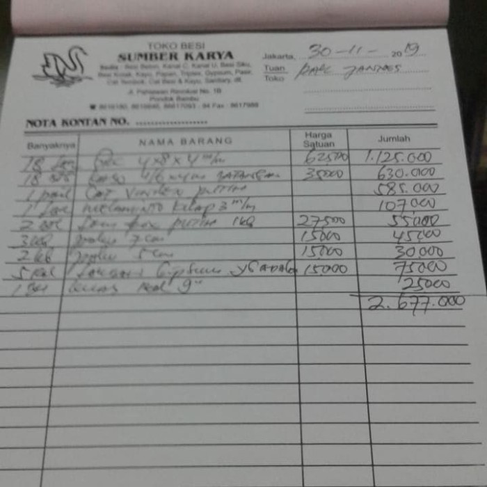 

TERBARU Nota Bpk. Jannes 30 November 2019 BISA GOSEND!