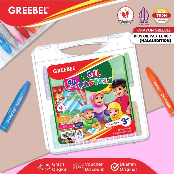 

TERLARIS! GREEBEL Crayon Krayon Kids 48 Warna / Kids Oil Pastel 48 (KOP48) Crayon Set Mewarnai
