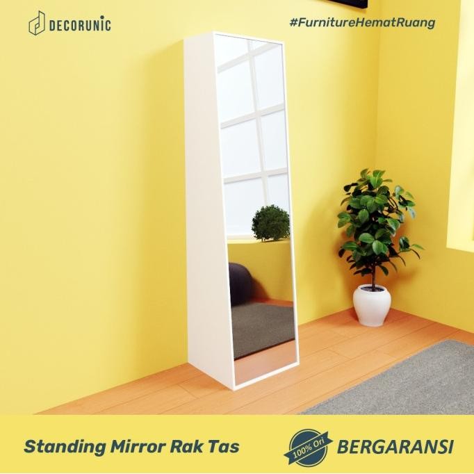 Decorunic Standing Mirror Dengan Lemari Penyimpanan Rak Tas Minimalis