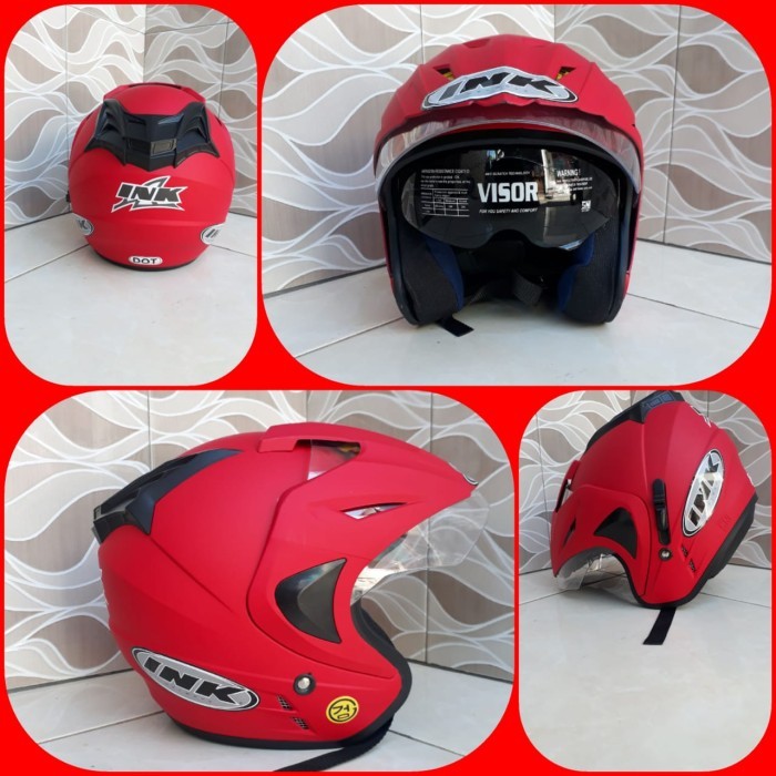 Helm Replika Ink Terbaru Dobel Visor Type T1 Merah Doff