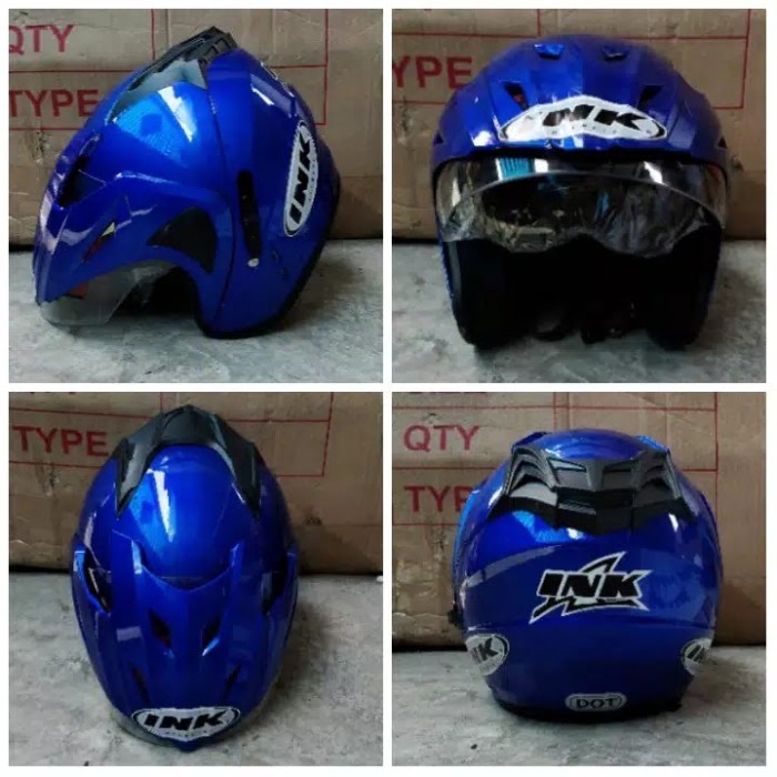 Helm Ink Terbaru Dobel Visor Type T1 Biru Tua