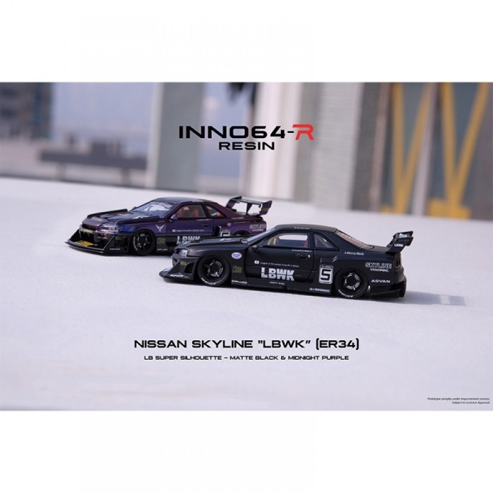 IN64R-ER34-BM Inno64 Nissan Skyline LBWK ER34 Silhouette Black Resin