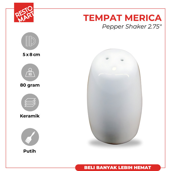 

BERKUALITAS Tempat Bumbu/Pepper Shaker 2.75"-LEGACY-Keramik (0878233)