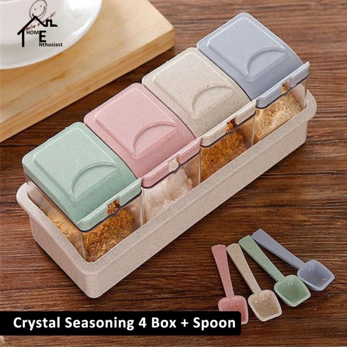 

KOMPLIT Tempat Bumbu Dapur 4 Sekat - Crystal Seasoning Box [ Saos / Kecap ]