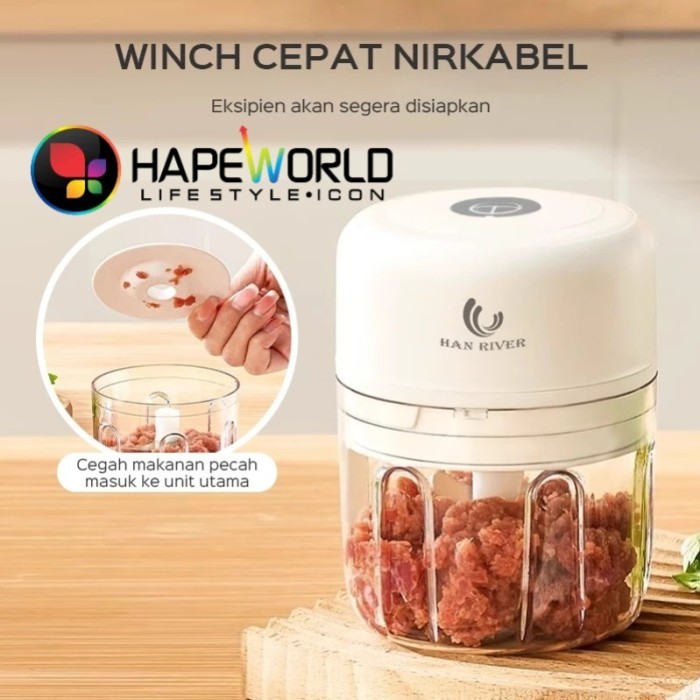 

PROMO HAN RIVER Mini Chopper Blender 250ml HRSR02WT Penggiling Bumbu Dapur Portable Penumbuk bawang