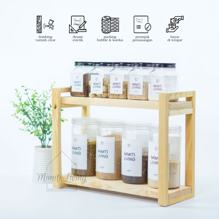 

MURAH Rak bumbu dapur kayu serbaguna / Rak susun serbaguna