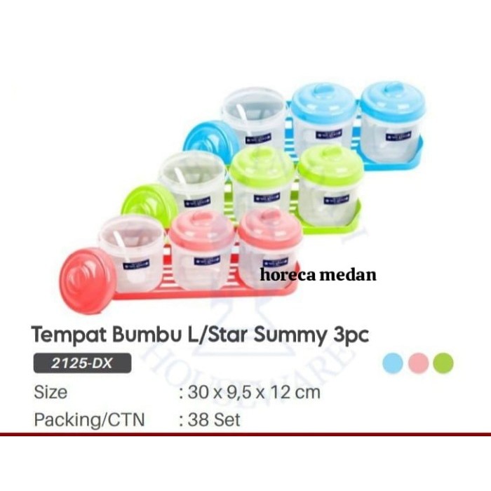 

NEW TEMPAT BUMBU SEKAT 3 BULAT/ SEGI SEKAT 4/ WADAH BUMBU DAPUR SERBAGUNA LUCKY STAR