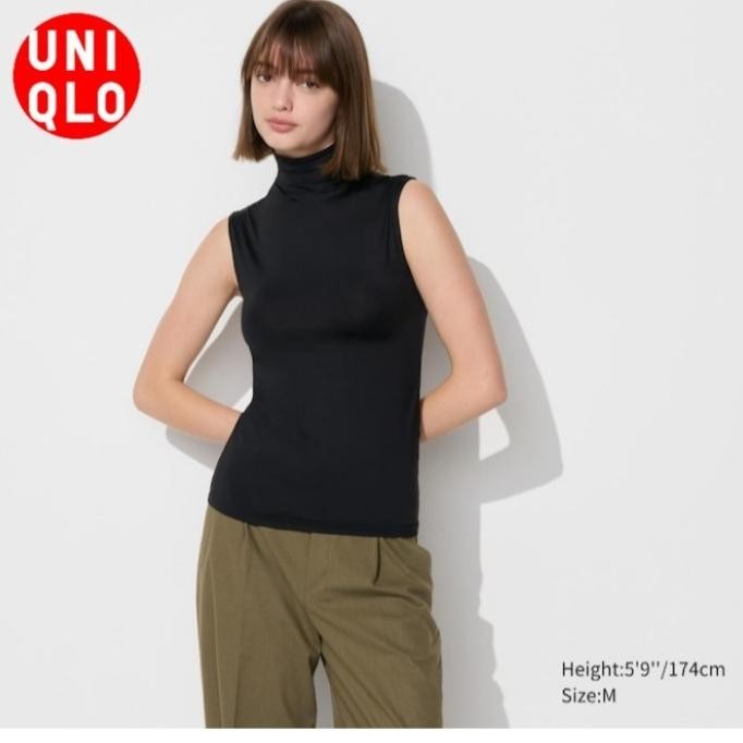 HARGA DISKON Manset AIRISM Tshirt Uv Protection Kerah Tinggi Lengan Panjang UNIQLO original Jastip