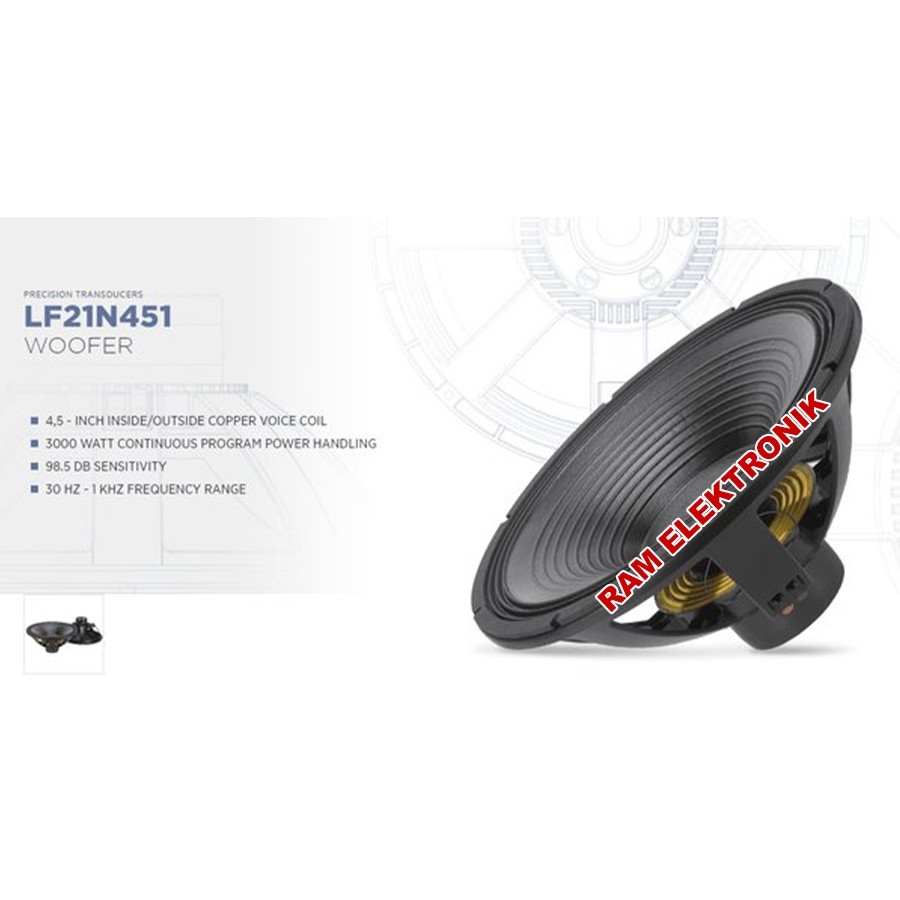 Komponen Speaker 21 Inch RCF LF21N451 / LF 21N451 3000 Watt Original