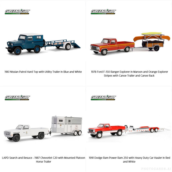 32310 Greenlight 1/64 Hitch & Tow Series 31 - 1961 Nissian Patrol Hard Top - 1978 Ford F-150 Ranger 