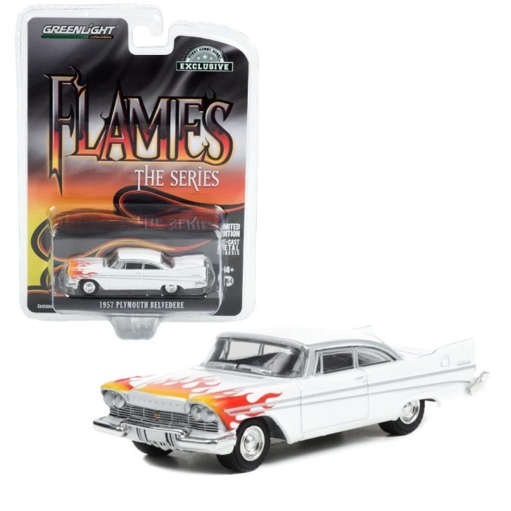 30362 GREENLIGHT 1975 PLYMOUTH BELVEDERE FLAMES DIECAST MOBIL